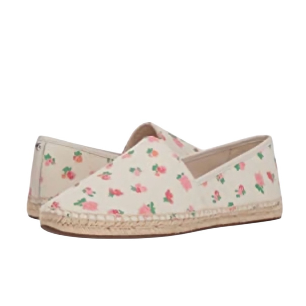 NEW COACH Pink Multi Floral Canvas Flat Espadrilles - 7.5